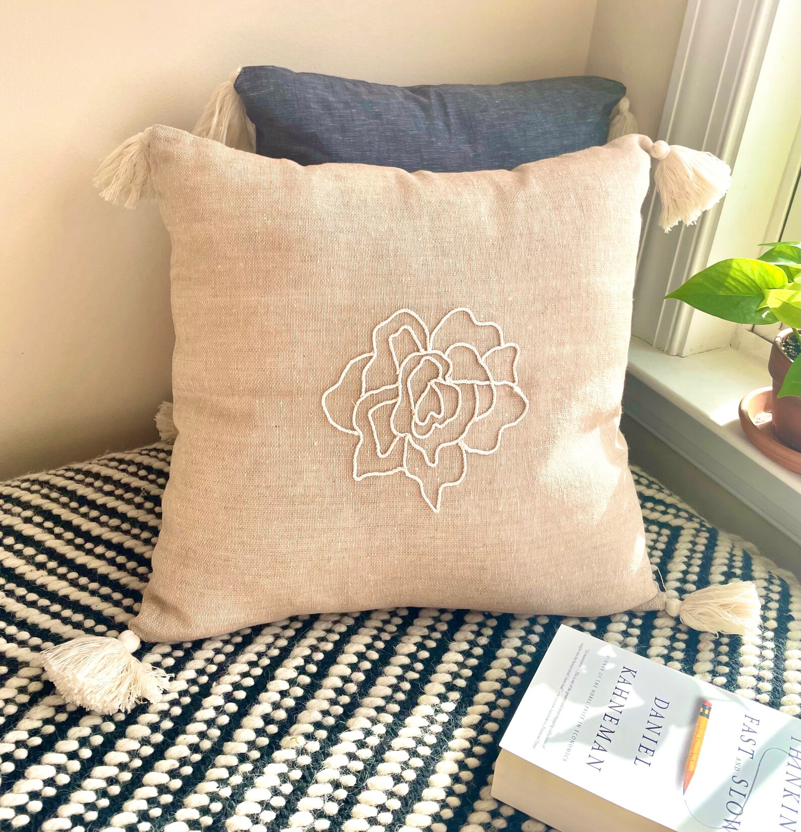 Jute Decorative Throw Pillow Etsy