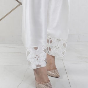 Pakistani Cotton silk Shalwar for Women, Shalwars, Elasticated Pants, Embroidered Trousers, Embroidered Pant, Indian pants for women