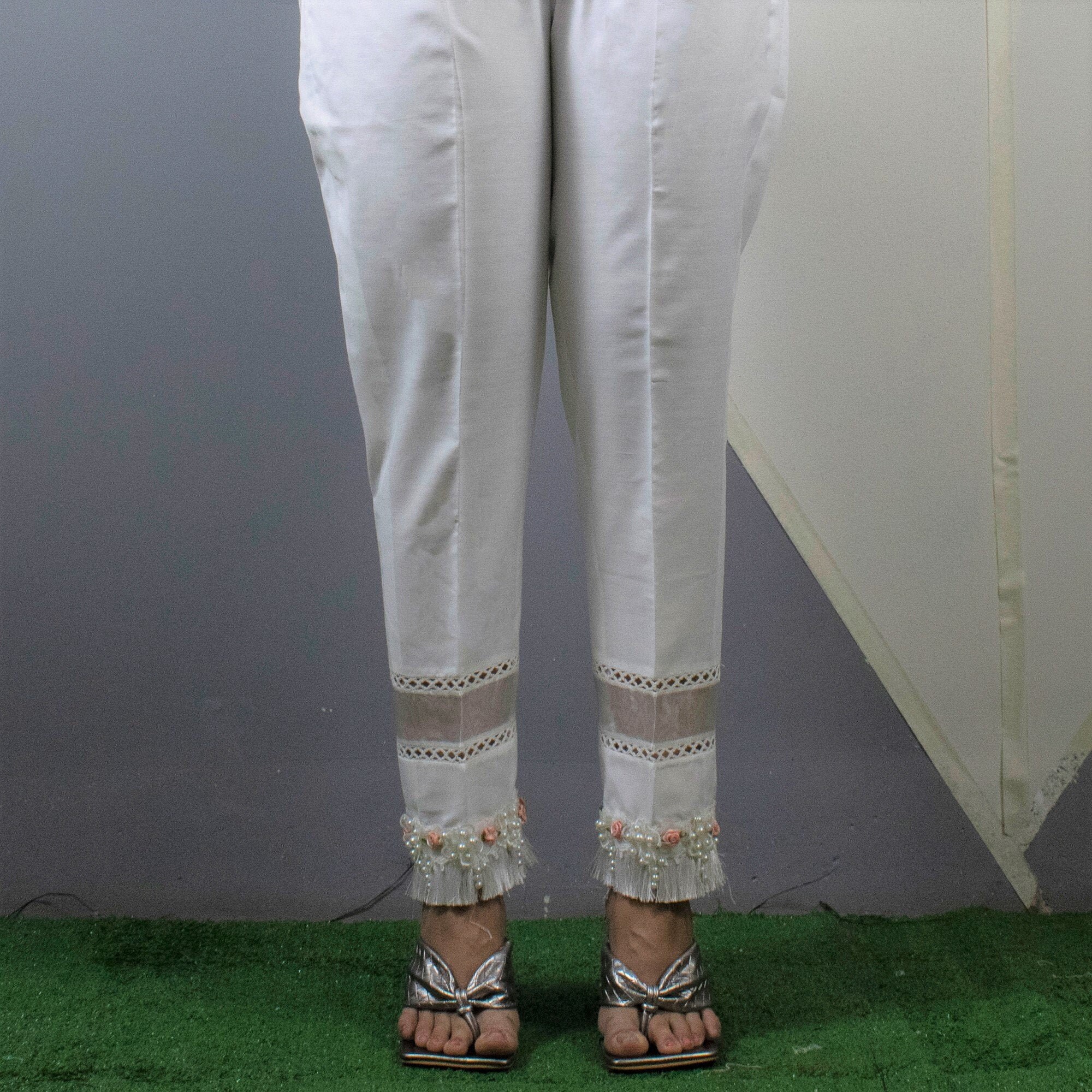 White Straight Pantcigarette White Trousersvintage Formal 