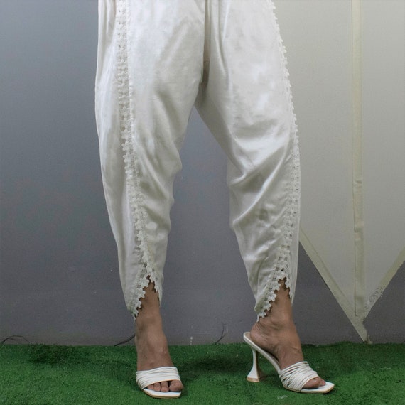 Pakistani Cotton Silk Dhoti Pants for Women Trousers Elasticated