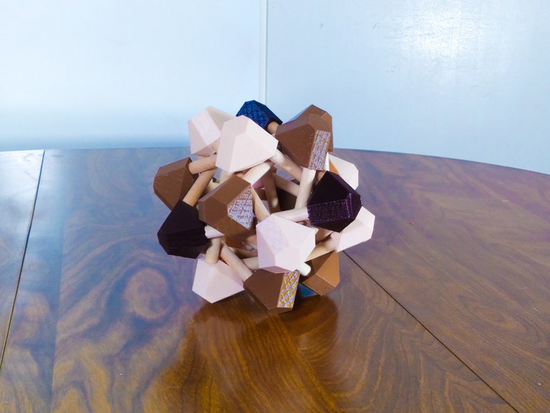 Interlocking Tetrahedra Sculpture Wooden Geometric Table Decor Etsy
