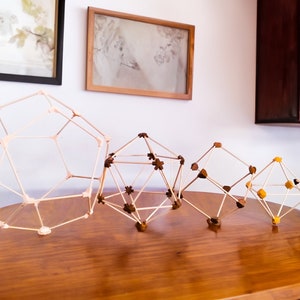 Geometric Wooden Decor Set - Build Your Own Platonic Solids (Dodecahedron, Icosahedron,Tetrahedron,Octahedron) - Sacred Geometry, Home Decor