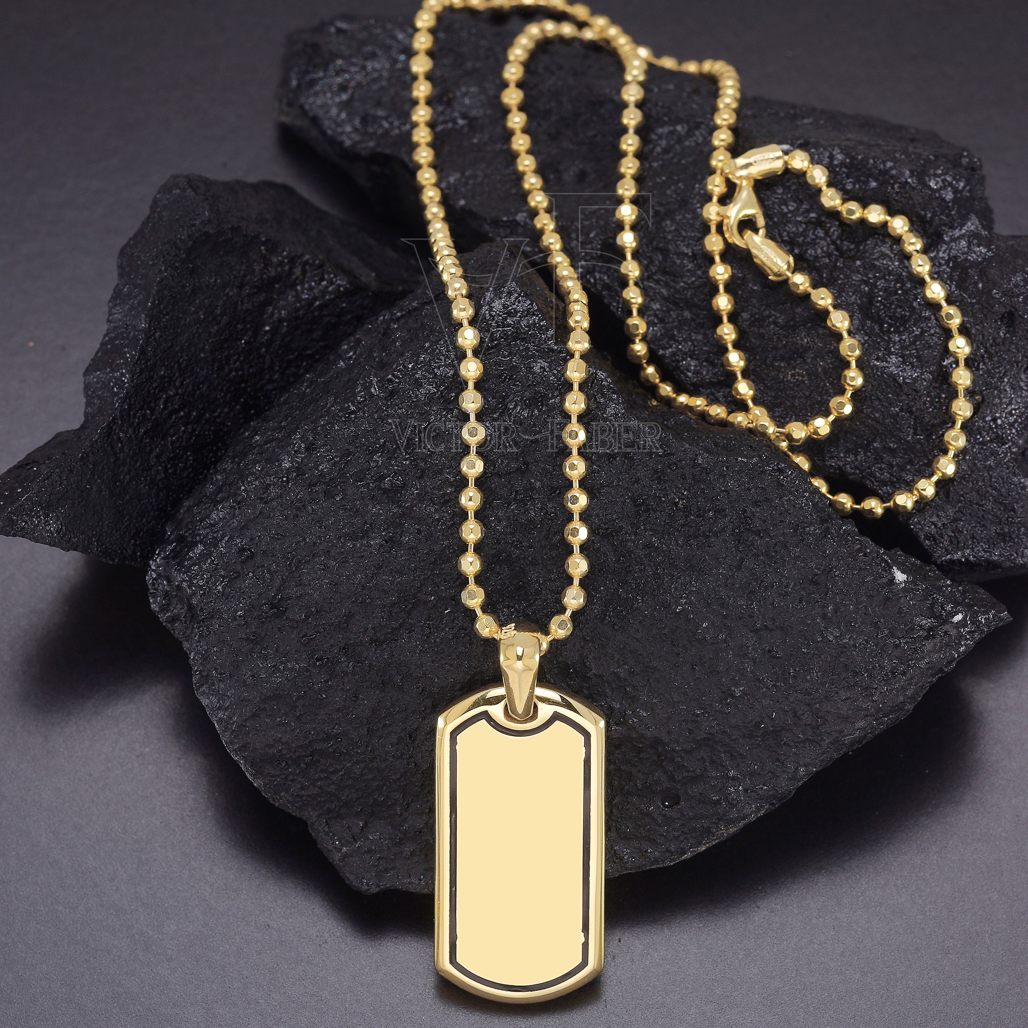 925K Sterling Solid Silver Men's Tag Pendant Black Red Etsy