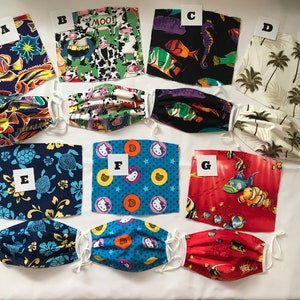 Aloha!  Washable and resuable handmade cotton face mask to cover nose and mouth for kids.  Three layers of materials.  Made in Hawaii, USA.