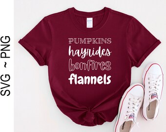 Pompoenen Hayrides Vreugdevuren Flannels SVG & PNG | fall svg bestand voor cricut en Silhouette