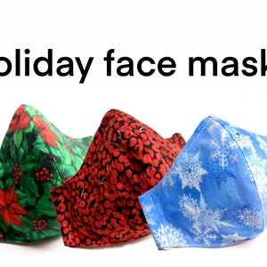 HOLIDAY CHRISTMAS - Adult Unisex Washable Reusable Face Mask with Nose Wire (100% Cotton)