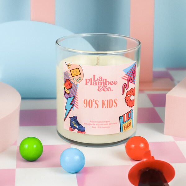 Bougie 90's Kids candle, retro grape candy candle, christmas gift candle for everyone