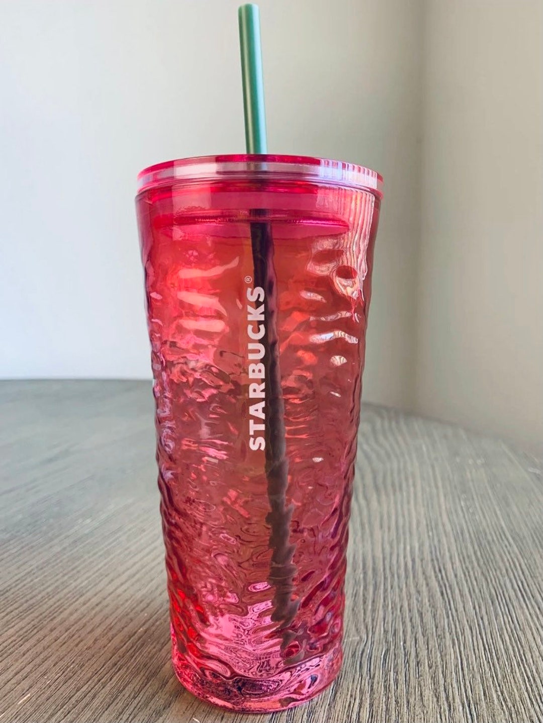 Starbucks Pink Floral Hammered Glass Cold Cup Tumbler 18oz Etsy