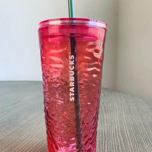 STARBUCKS 2022 FALL COLD CUP Hammered Begonia PINK GLASS TUMBLER