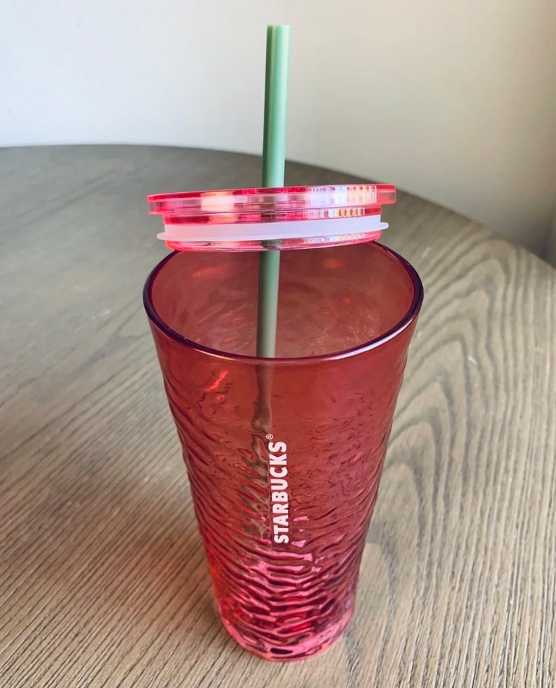Starbucks Pink Floral Hammered Glass Cold Cup Tumbler 18oz Etsy