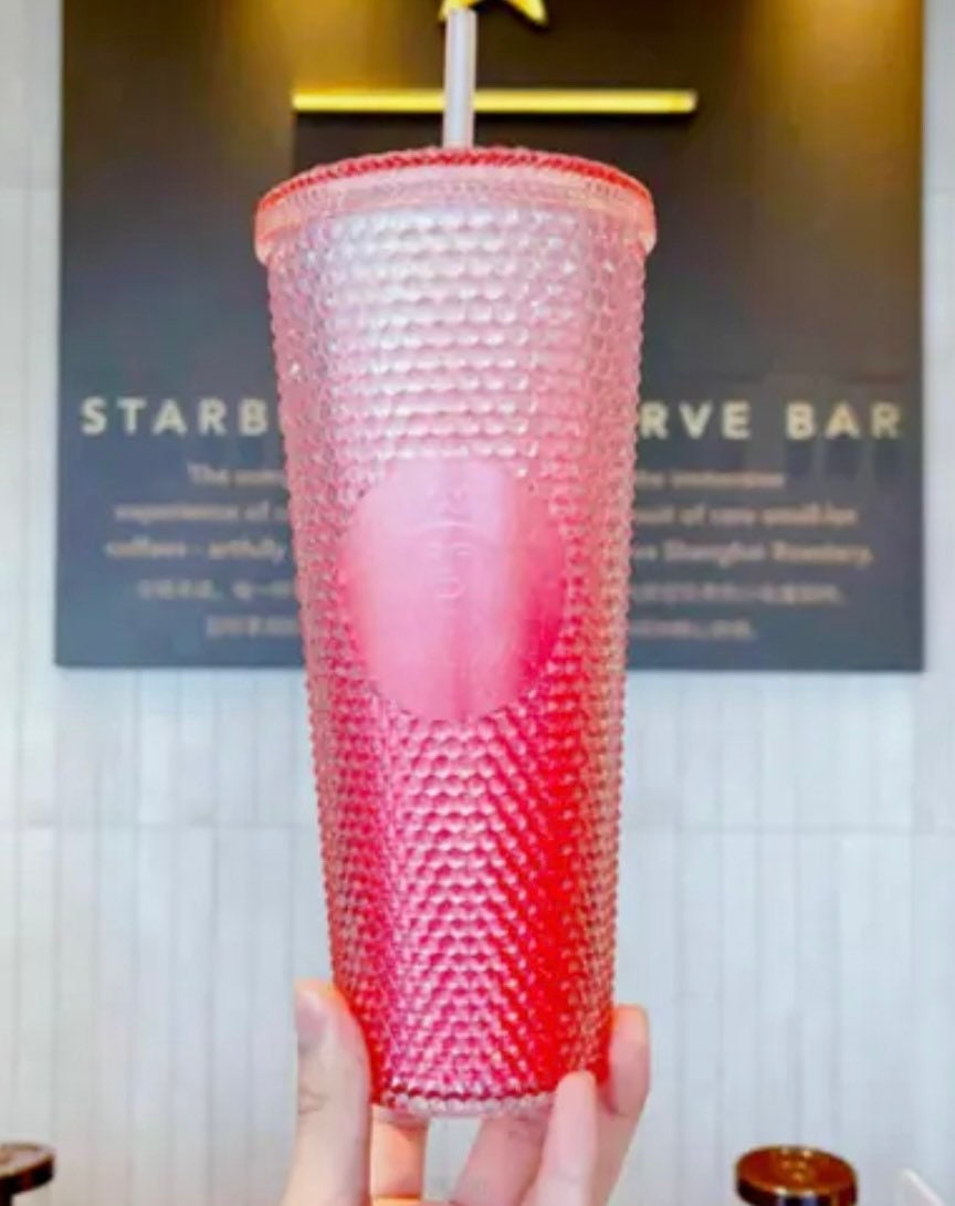 Starbucks tumbler China 2023 pink cold straw jeweled cup 24oz with Mer