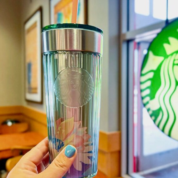 Starbucks 473ml/16oz Flower Cap Glass Cup with Straw