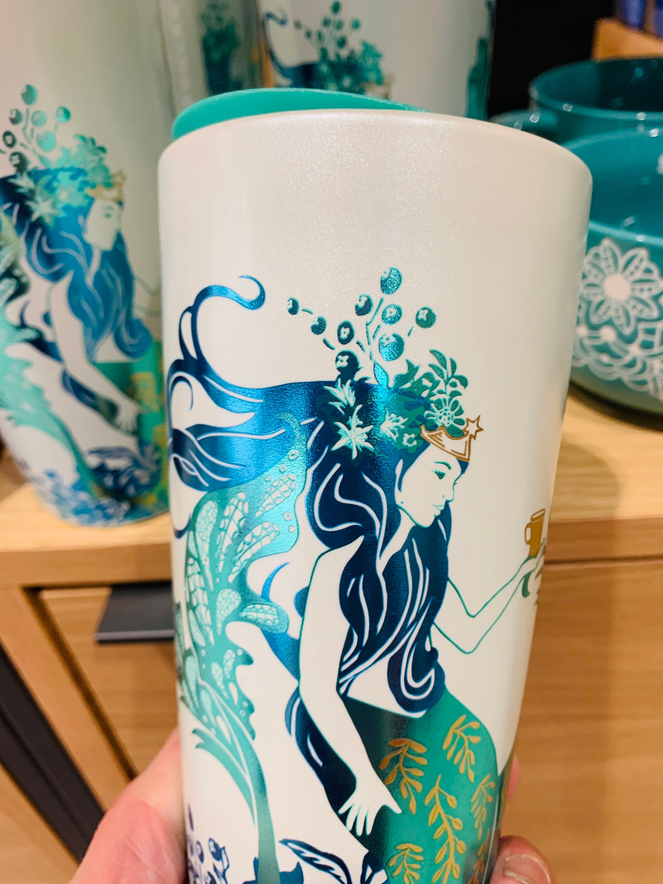 Starbucks 2023 Teal Blue Iridescent Siren Mermaid