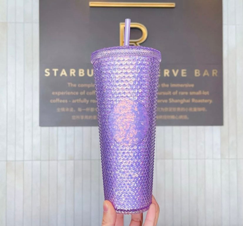 New Starbucks 2023 China Romantic Purple Studded Cold Cup Tumbler Venti 24oz