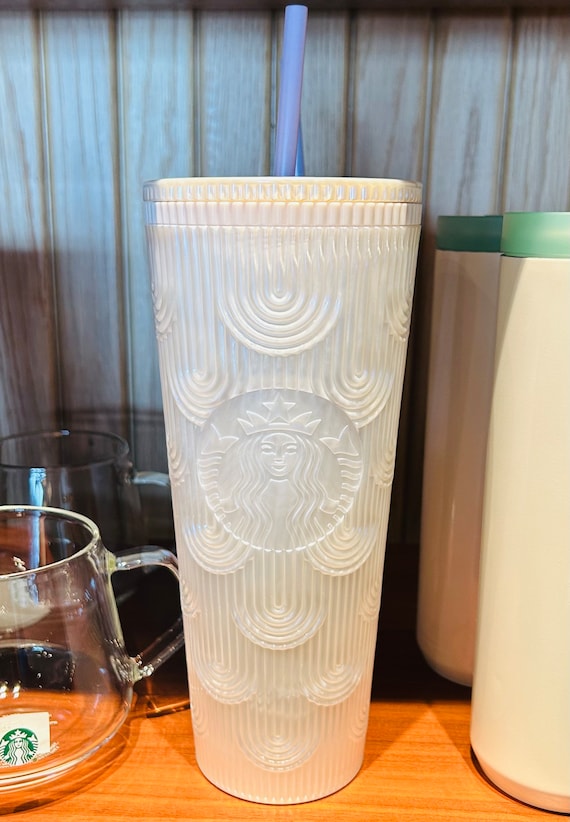 Starbucks White Pearl Mermaid Siren Scales Shell Core Cold Cup Tumbler 24oz  Venti New 2023 Release 