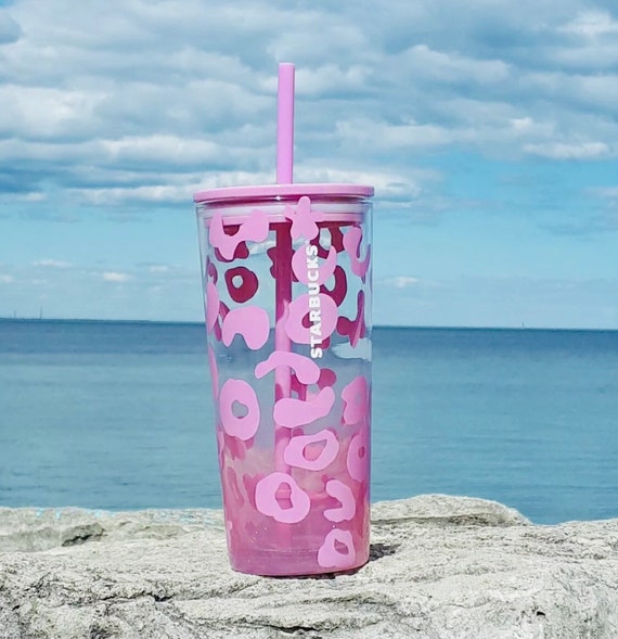 Happon 1 Pc Studded Tumbler with Lid & Straw, Plastic Cup for Iced Coffee,  Reusable, Iridescent, 24oz Drinking Tumblers, Gradient Pink Green 