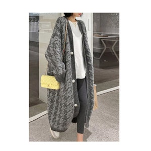 Cashmere Wool Blend Oversized Long Cardigan