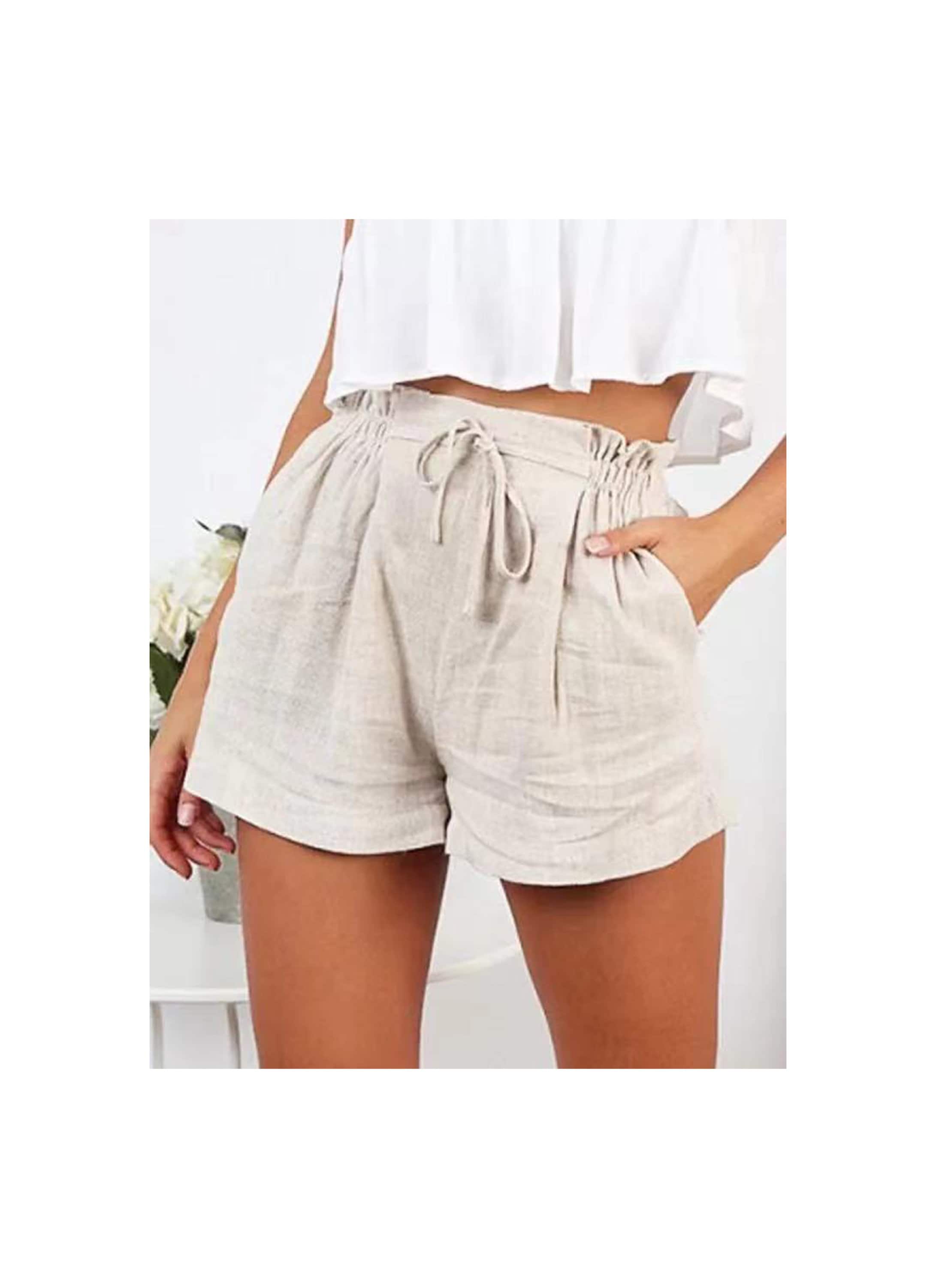 Linen Elastic Waist Shorts Premium Linen Clothing for Women 