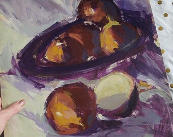 George Gemanis "Moody Onions" Pintura acrílico vintage original