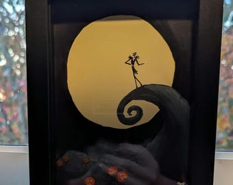 Arte de caja de sombras de Halloween de Pesadilla antes de Navidad - creado por Wandering Forge ™