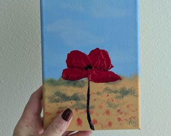 Pintura acrílica 3D original "Amapola roja" - creada por Wandering Forge™