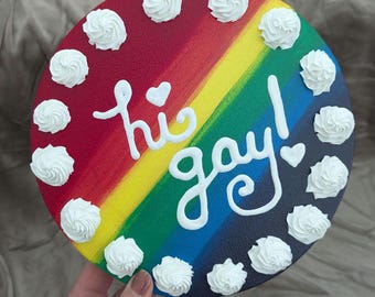 Lienzo de pastel con arcoíris del orgullo: arte y decoración inspirados en pasteles, creado por Wandering Forge ™