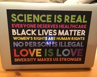 WALL CLING 9x12in Low Tack/ Repositionable- Laptop Apartment/ diversity Black Lives Matter blm LGBT We Believe label decal sticker 9 12 inch