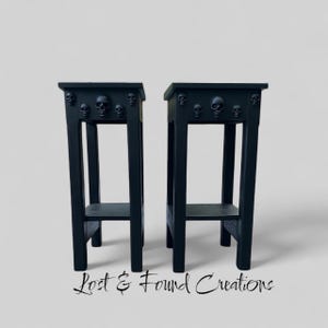Gothic furniture, goth furniture, skull decor, goth decor, black furniture, end table, gothic decor