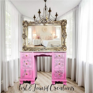 Made to Order Pink Antique Vanity: Upcycled Dressing Table