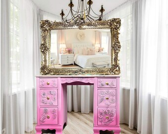 Made to Order Pink Antique Vanity: Upcycled Dressing Table