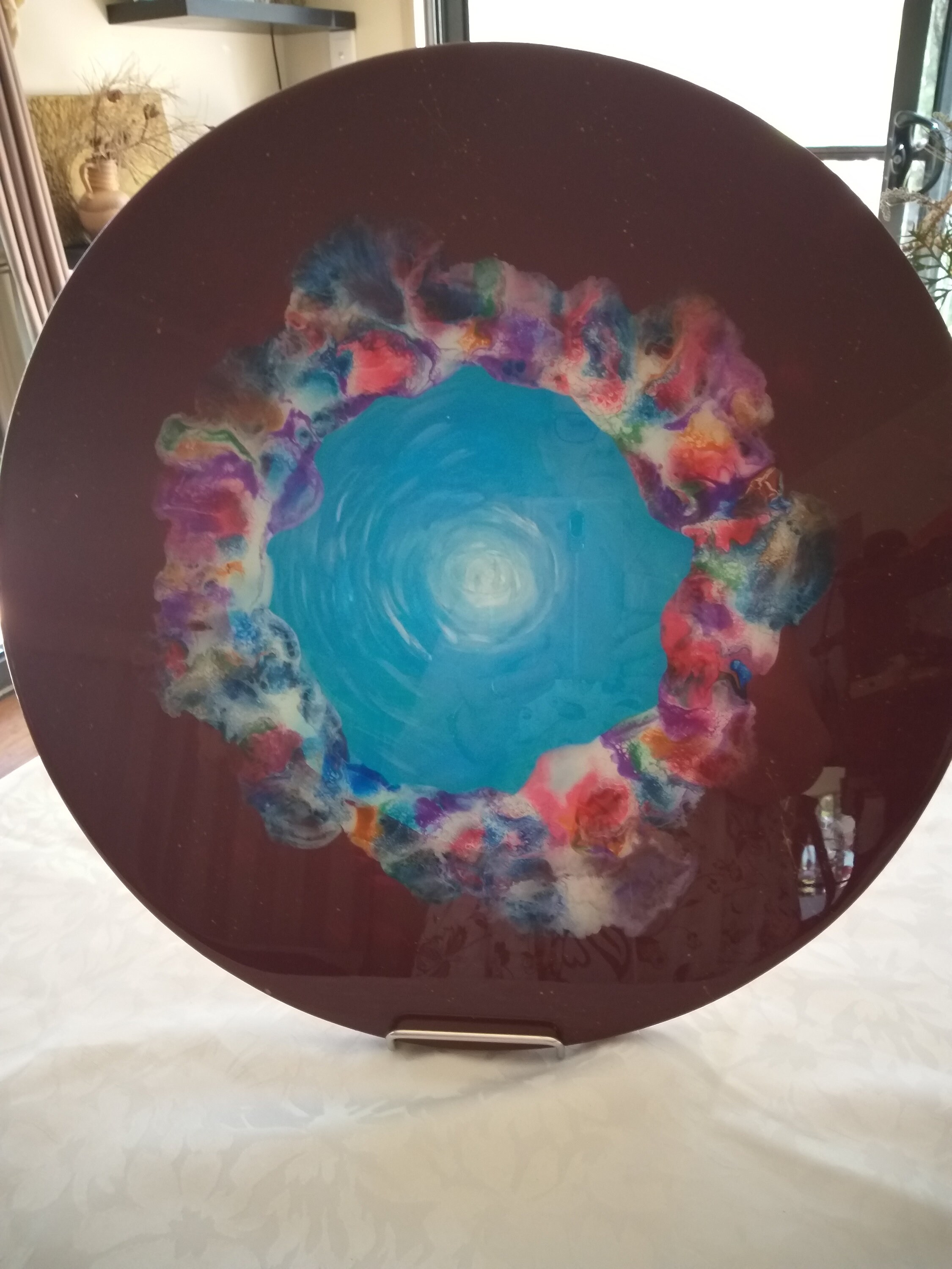 Decorative Timber Lazy Susan 45cm Acrylic Pour Resin Topped Etsy
