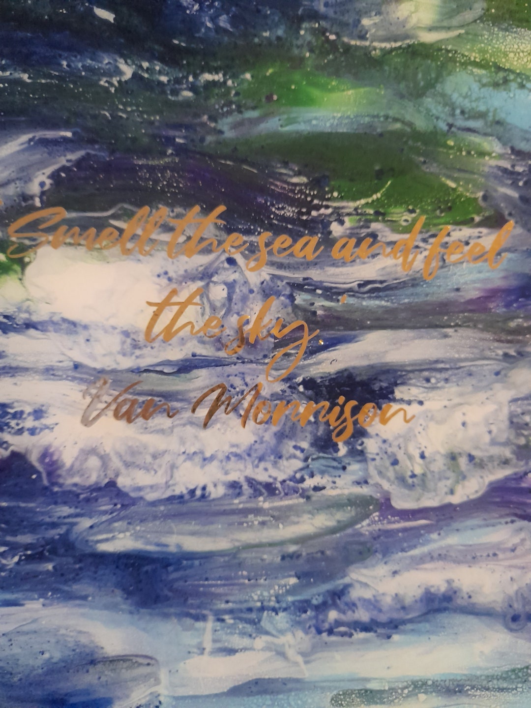 Decorative Timber Lazy Susan 45cm Acrylic Pour Resin Topped Turntable