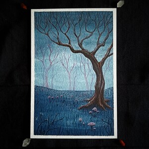 Balade Nocturne - encre originale 10x15cm