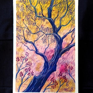 L'arbre du soir - encre originale 10x15cm