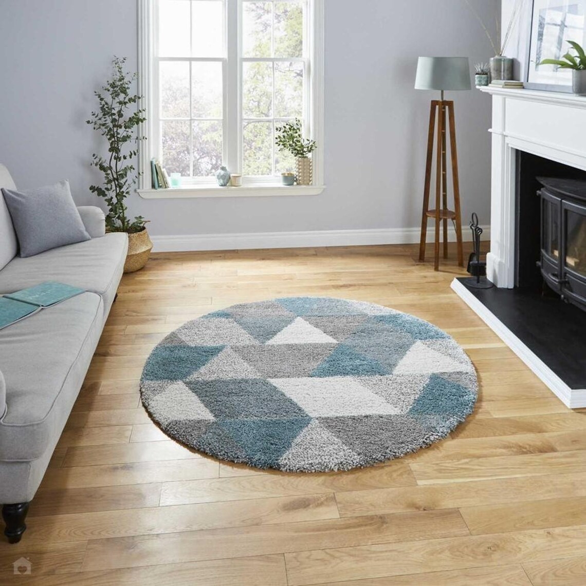 Royal Nomadic 7611 Grey/Teal Circle Rug Etsy