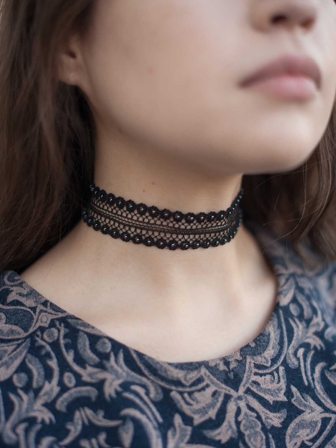 Gothic Choker Halskette - Breites Spitzen Halsband Für Frauen