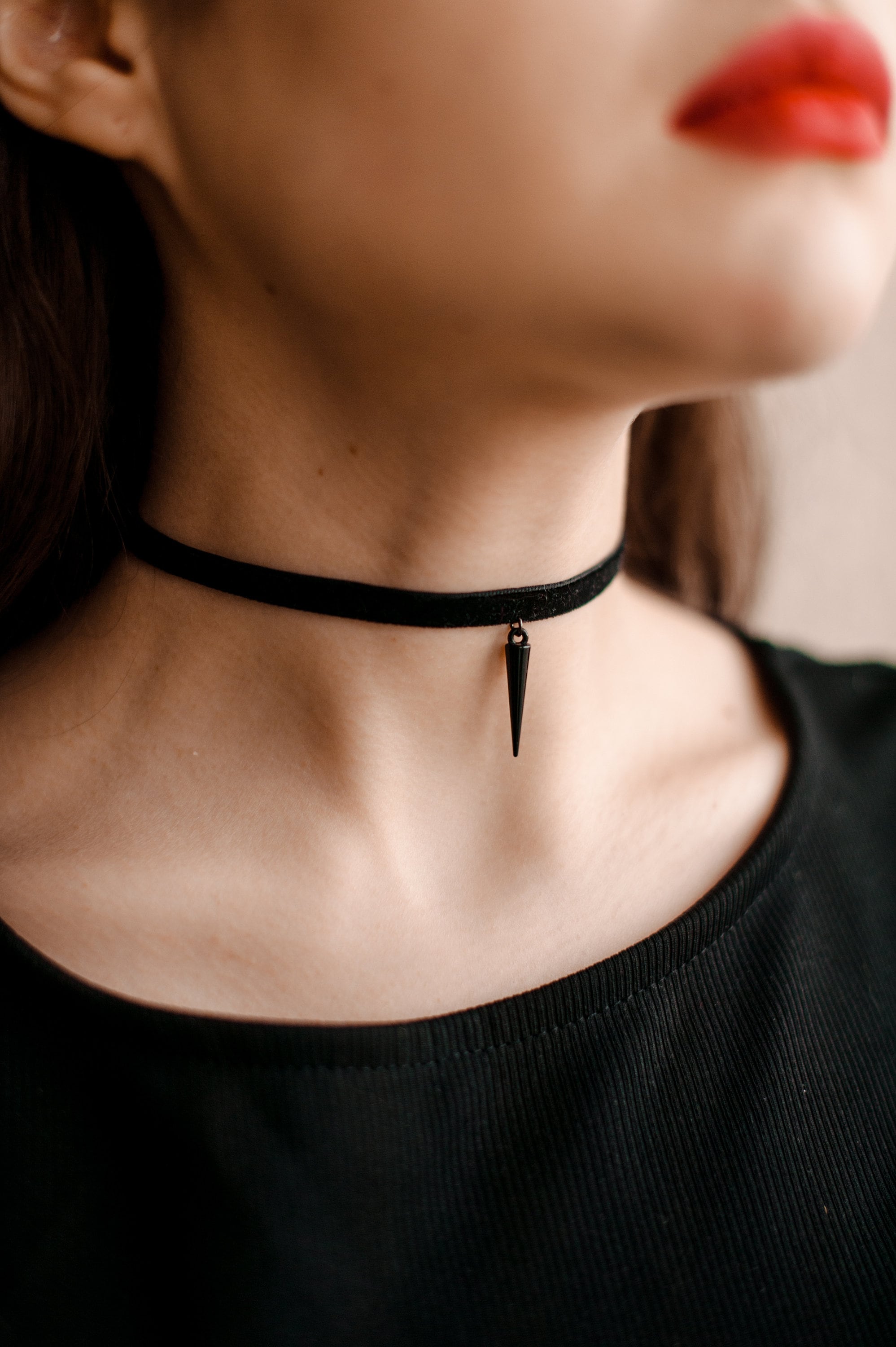 spike-choker-black-choker-necklaces-for-women-choker-velvet-etsy