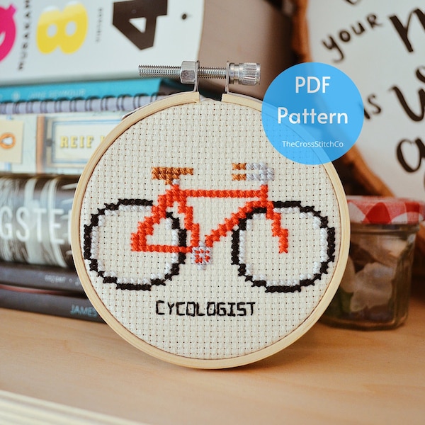 Bicycle Cross Stitch Pattern | Beginner Cross Stitch | PDF | Cycologist | Modern | Minimalist Cross Stitch | Bike | Biking | Easy | Simple