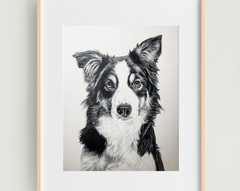 Pet portrait sketch, Dog Drawing, Custom Dog Sketch, Custom Pet Portrait, 100% Hand drawing, Black and White