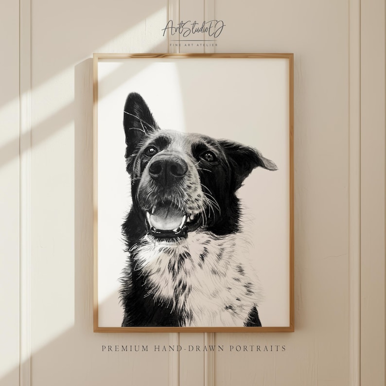Custom Dog Drawing from Photo, Hand Drawn Dog Portrait, Personalized Pet Portrait, Dog Lover Gift Bild 3