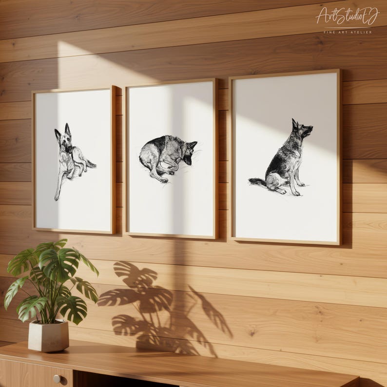 Custom Dog Sketch from Photo, German Shepherd Sketch Portrait, Simple Pet Portrait, Hand Drawn Dog Drawing image 9