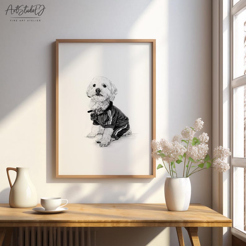 Custom Dog Sketch from Photo, German Shepherd Sketch Portrait, Simple Pet Portrait, Hand Drawn Dog Drawing image 7