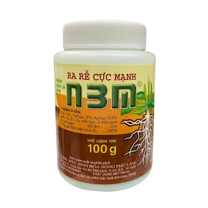 May include: A white plastic bottle containing 100g of N3M fertilizer. The label features the text RA RỄ CỰC MẠNH, N3M, and a graphic of green leaves with white roots. The label includes chemical composition details and manufacturer information.
