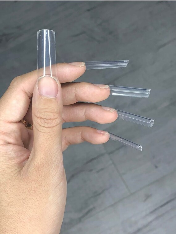 550 Clear Nails Tip Extra Long C Curve Tapered Square Half Etsy 550 Clear Nails Tip Extra Long C Curve Tapered Square Half Etsy