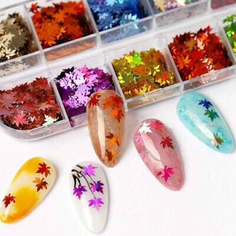 3D Laser Leaves Sequins Holographic Nail Art Flakes Glitter - Etsy