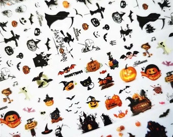 10Pcs Halloween Nail Foil Stickers Transfer Decals Paper Nail Art Decor