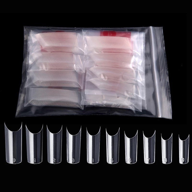 550 Clear Nails Tip Extra Long C Curve Tapered Square Half - Etsy