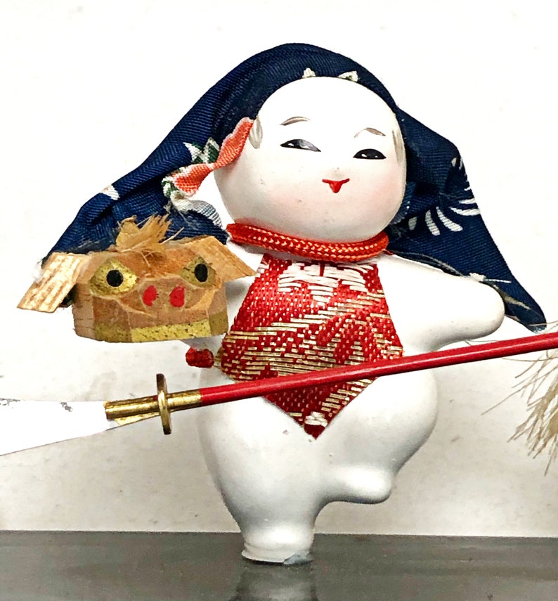 Japanese Kokeshi Doll Kaga Ningyo Baby Cute Little Child Lion Etsy