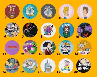 Botones de dibujos animados de los 90 (1,25 pulgadas/32 mm)