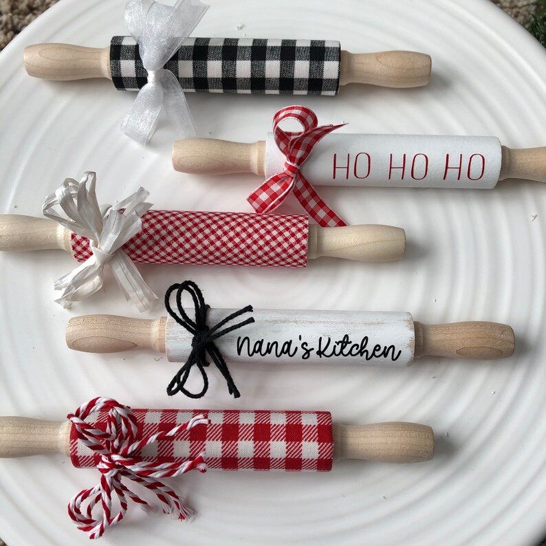 Christmas Mini Rolling Pins Farmhouse Christmas Decor Etsy